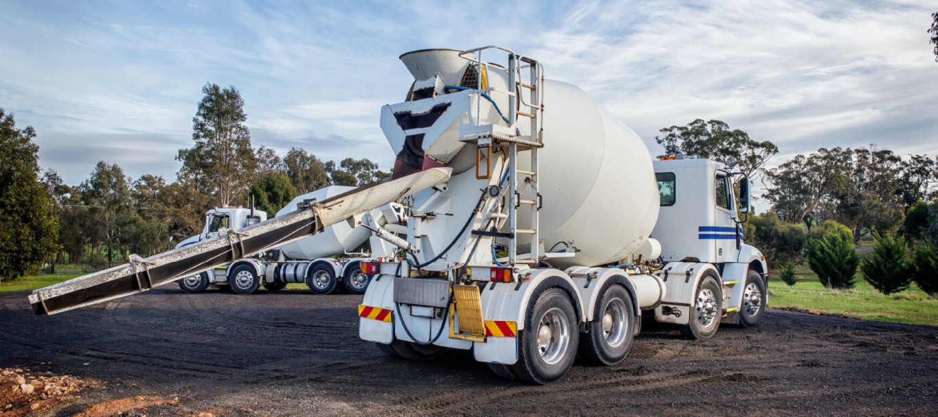 Professional concrete mixing truck on job site in Cupertino